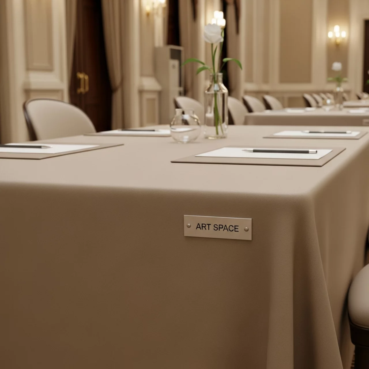 Аренда Чехол для стола бежевый 1500х800 мм в отеле «Богатырь» — ART SPACE