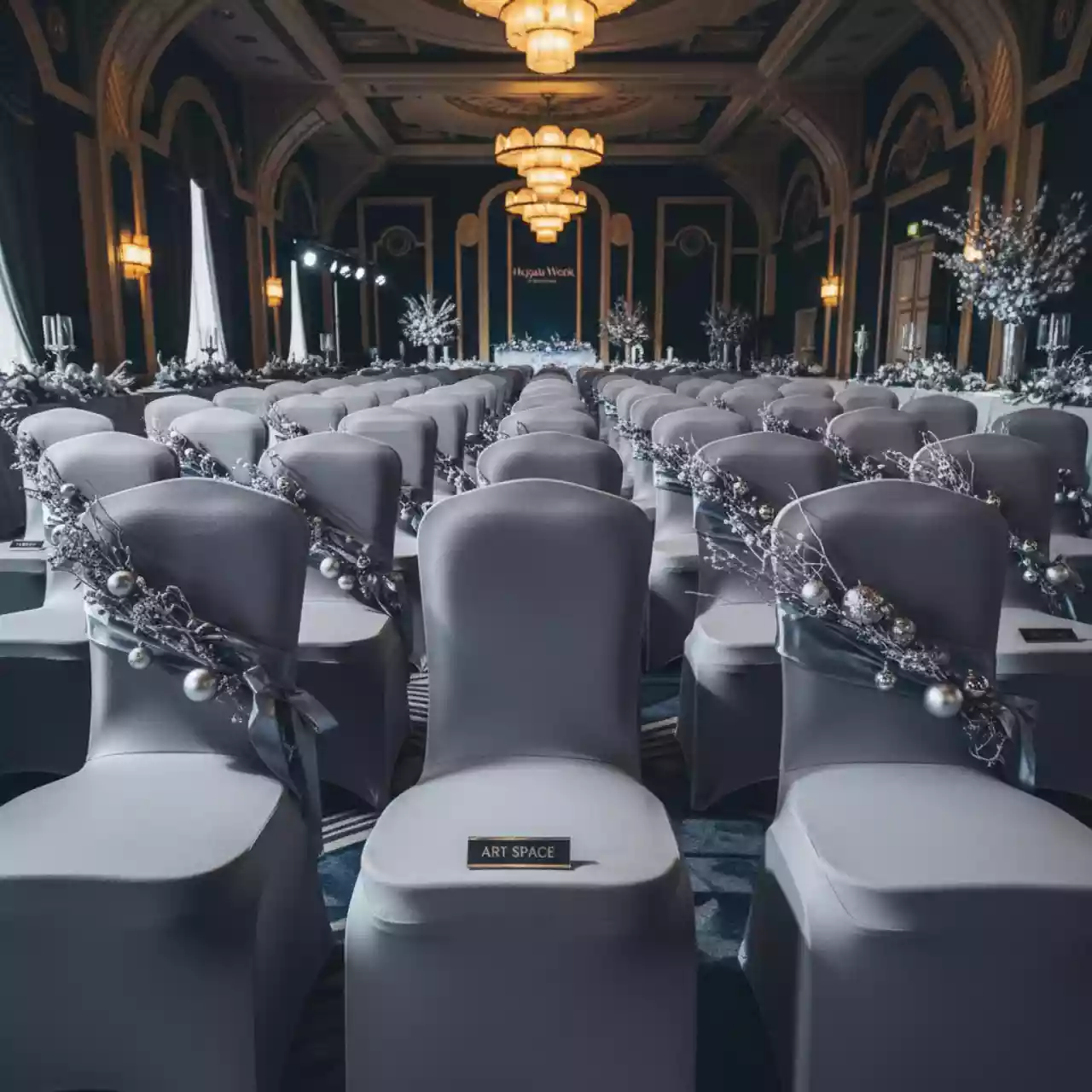 Аренда Чехол для стула серый стрейч Boutique Hotel PORTUM 1905 — ART SPACE