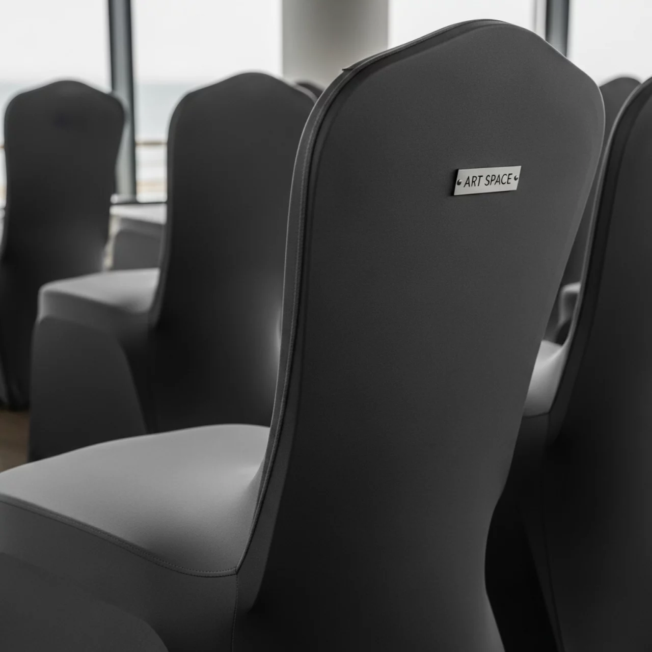 Аренда Чехол для стула серый стрейч R4E 0041 на пляжных клубах Хосты — ART SPACE