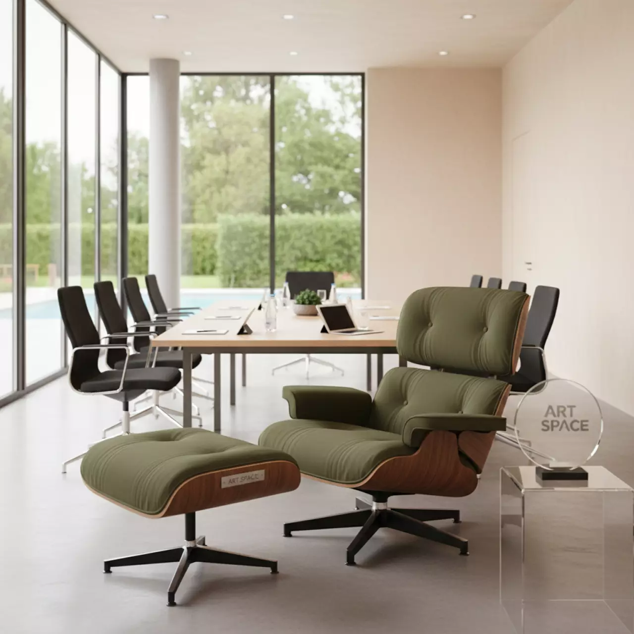 Аренда Чехол E07 на стул Eames оливковый в санатории «Металлург» — ART SPACE