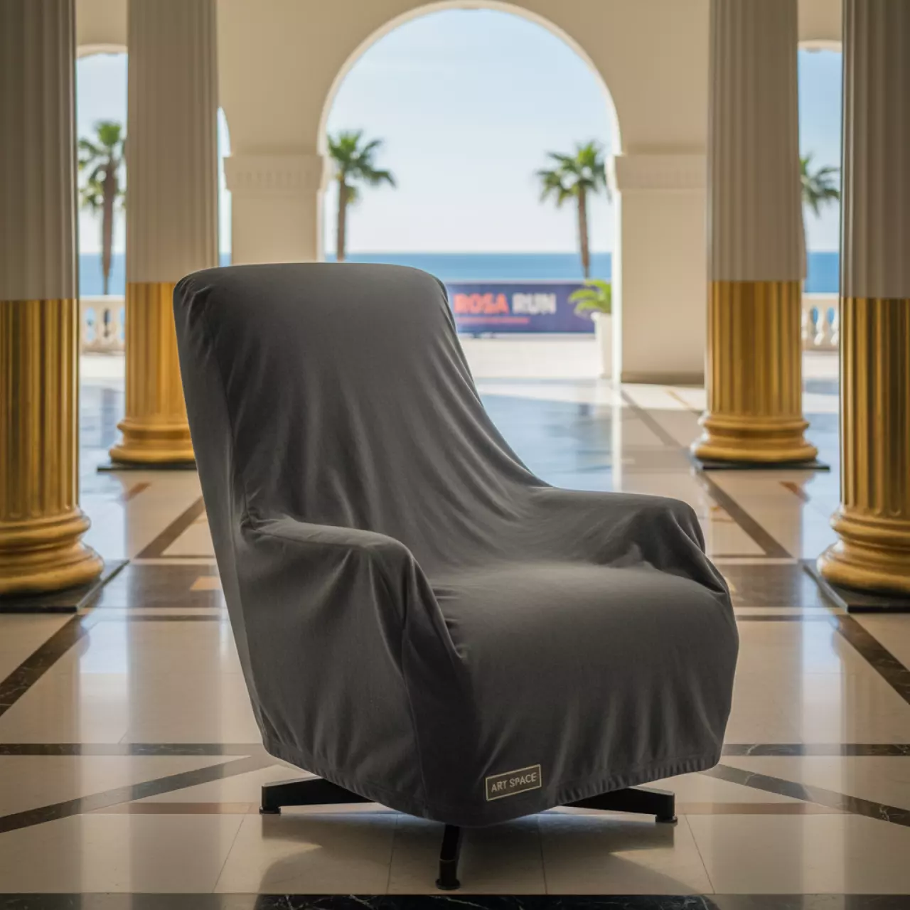 Аренда Чехол Е 01 на стул Eames уплотненный велюр серый в санатории «Черноморье» — ART SPACE