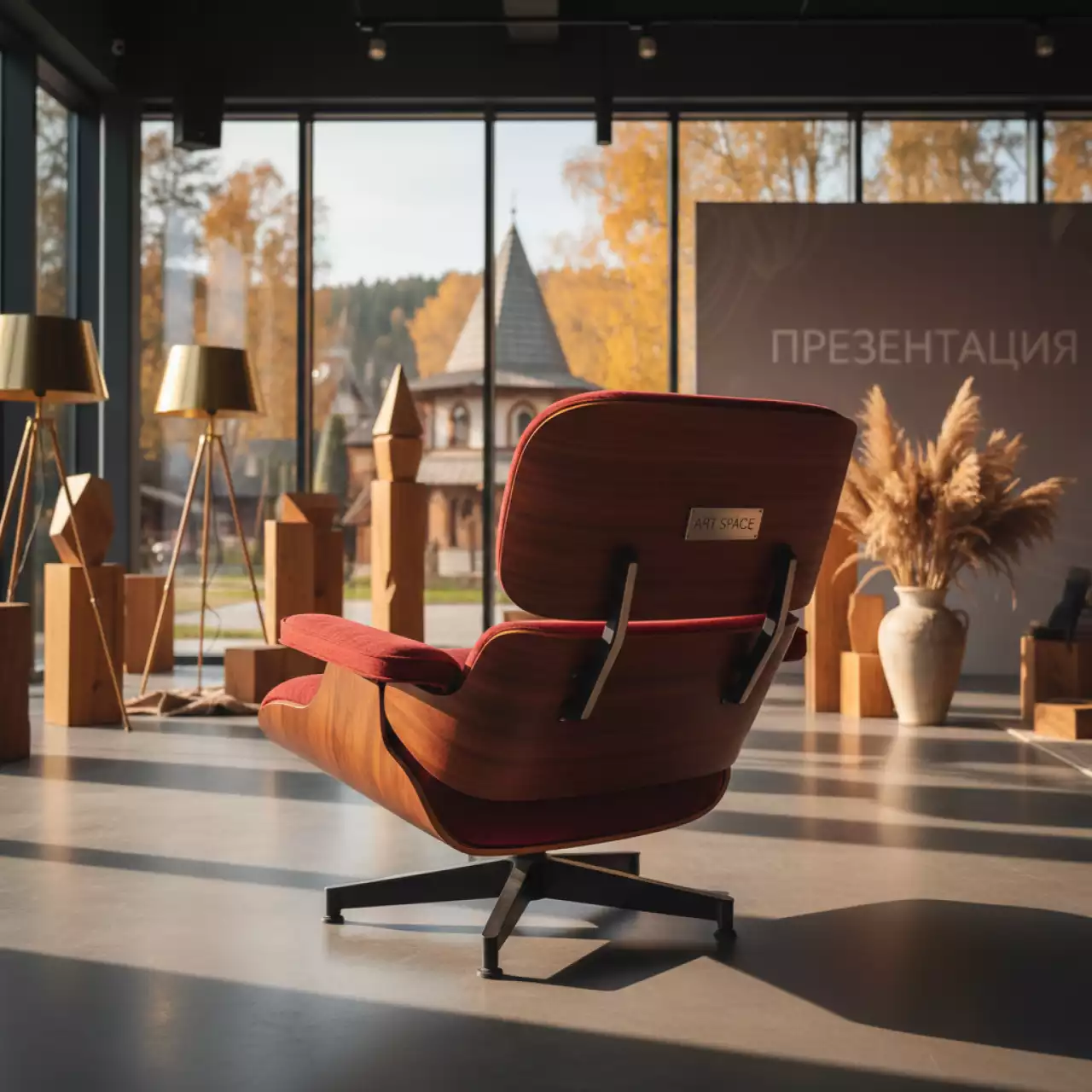 Аренда Чехол Е 07 на стул Eames красный в этно-парке «Моя Россия» — ART SPACE