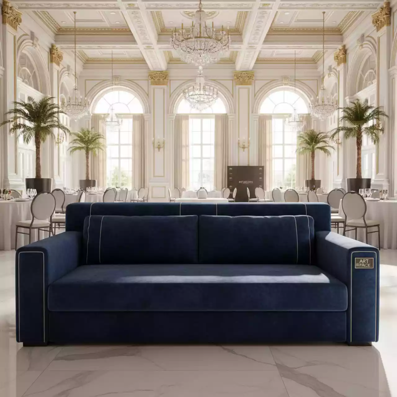 Аренда Чехол на диван Модест синий в Grand Karat Sochi — ART SPACE