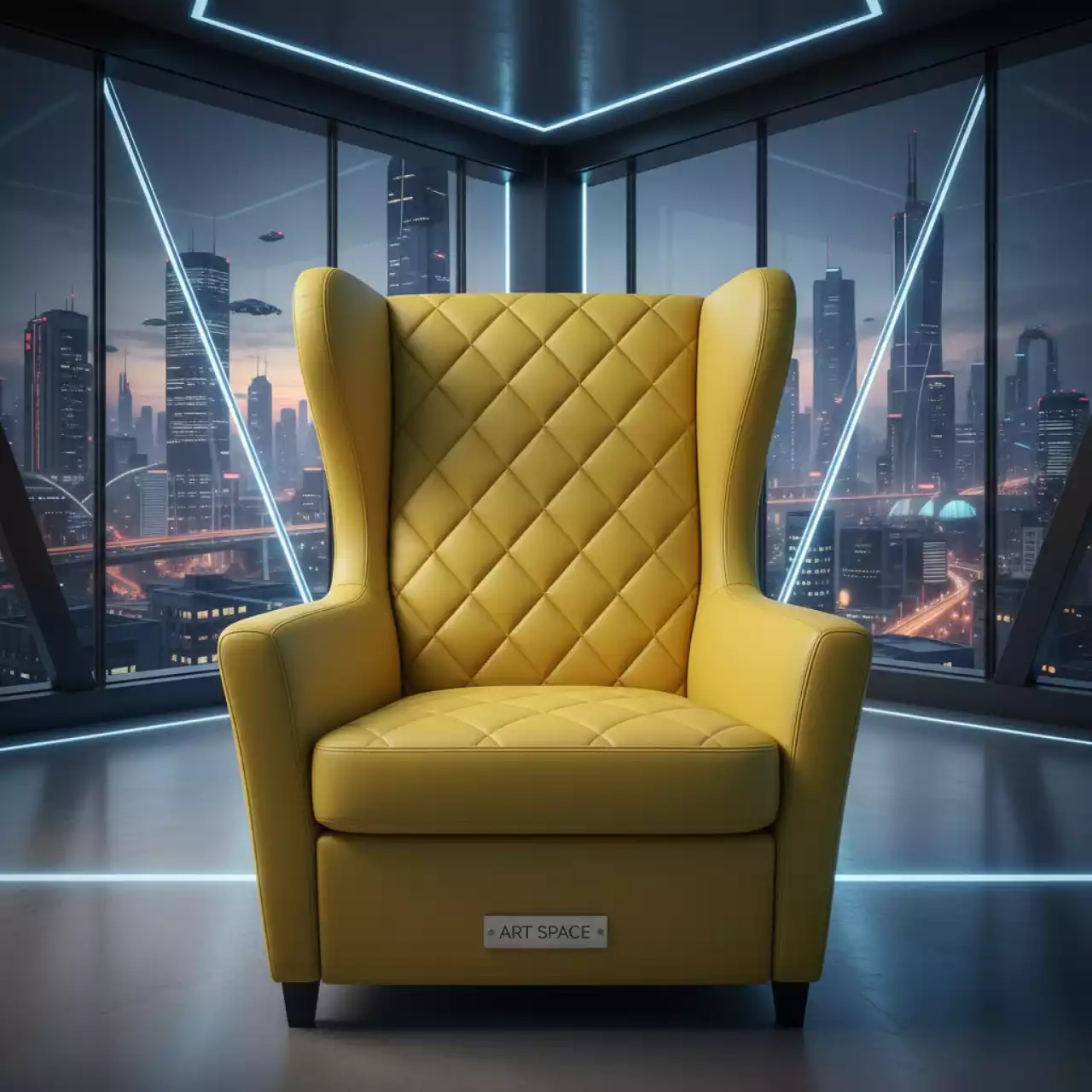 Аренда Чехол на стул CHILLY со спинкой крупная прострочка желтый в Panorama by Mercure — ART SPACE