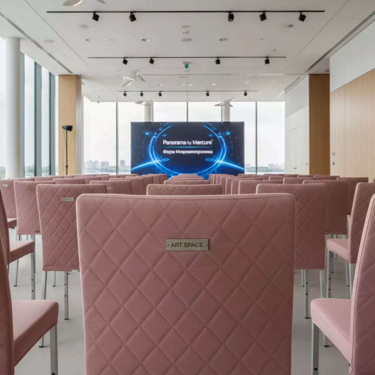 Аренда Чехол на стул Frankfurt крупный ромб пыльная роза в Panorama by Mercure — ART SPACE