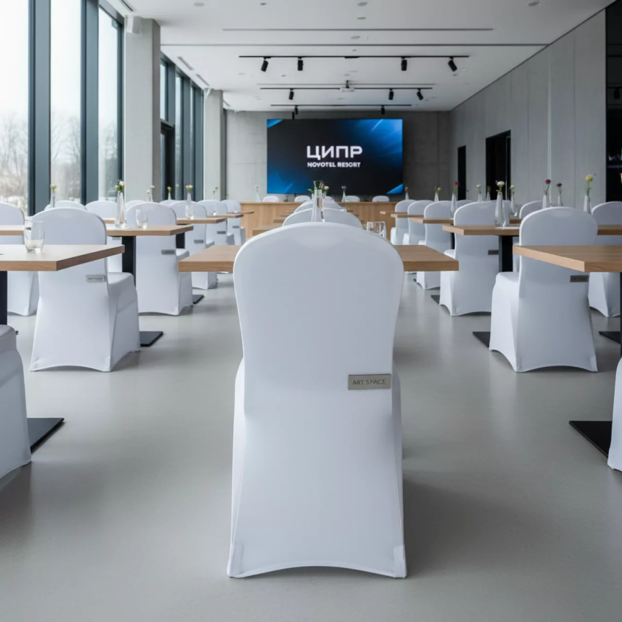 Аренда Чехол на стул стрейч белый в Novotel Resort — ART SPACE