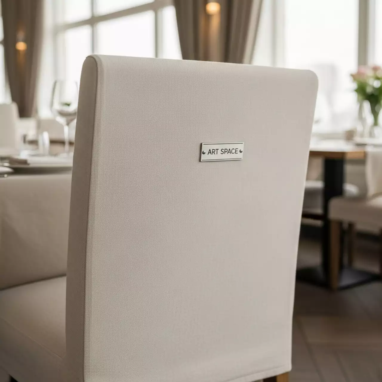 Аренда Чехол на стул Вашингтон кремовый в ресторане «Баран-Рапан» — ART SPACE