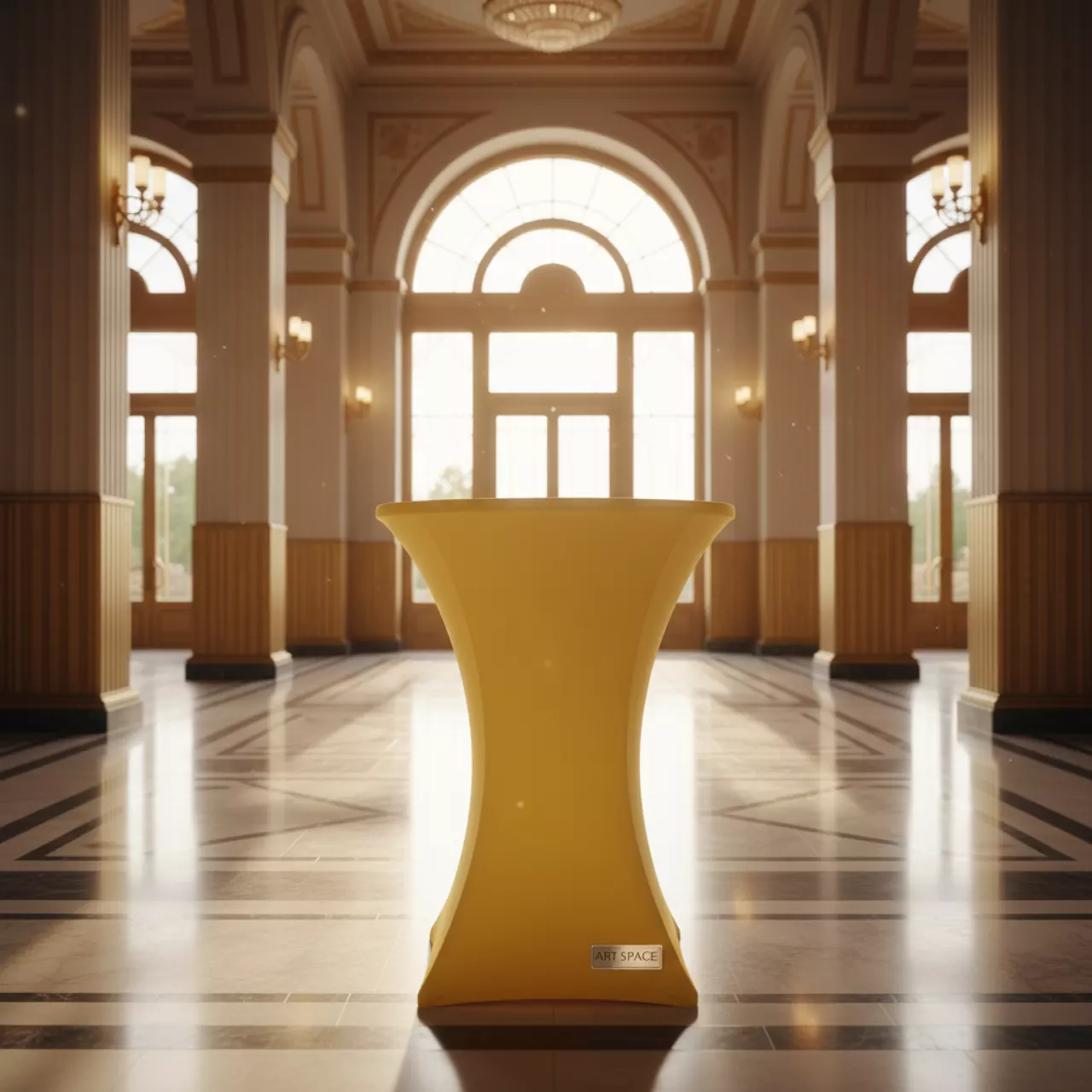 Аренда Чехол стрейч для коктейльного стола диаметр 78 см желтый в гранд-отеле «Жемчужина» — ART SPACE