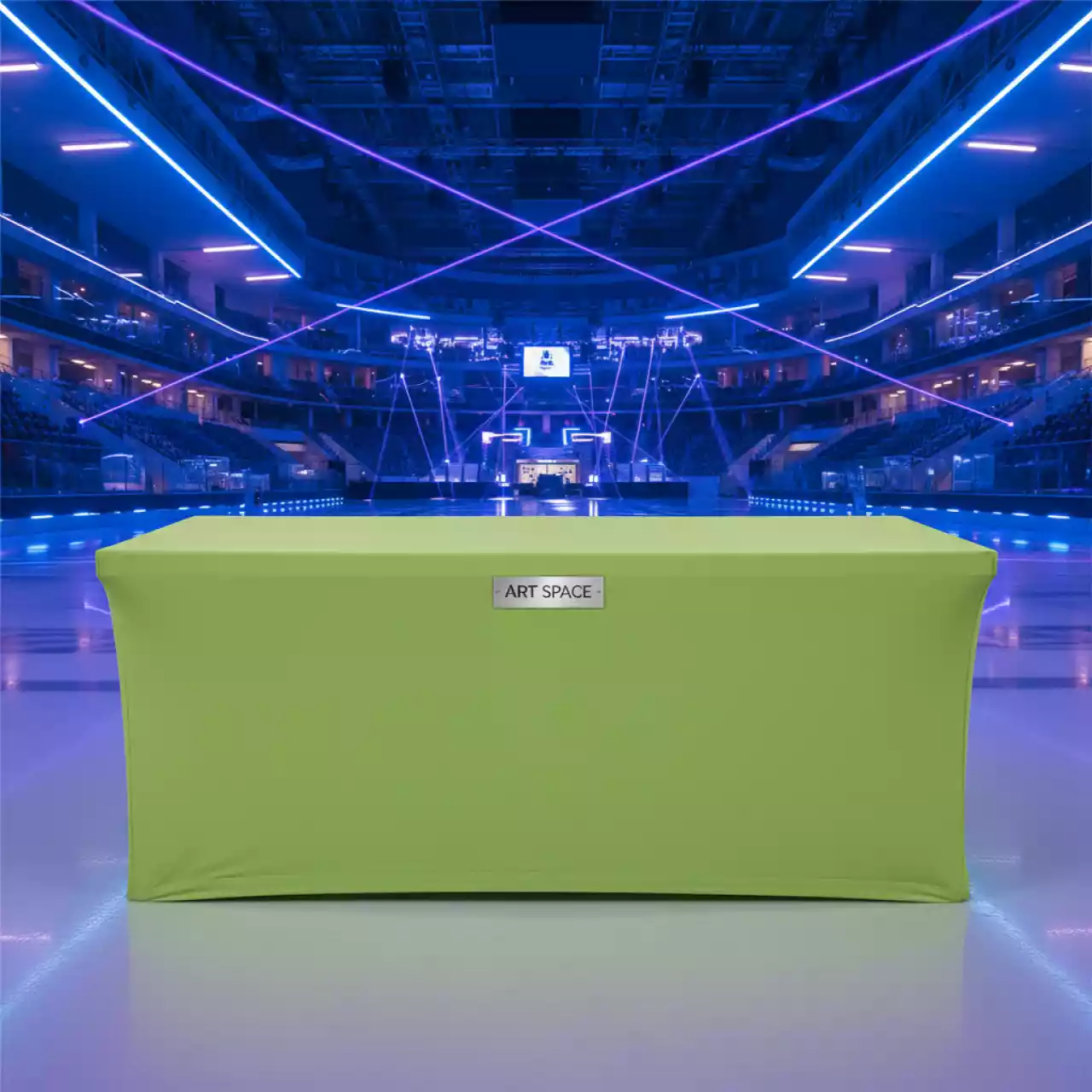 Аренда Чехол стрейч для прямоугольного стола обтягивающий зеленый в ледовом дворце «Большой» — ART SPACE