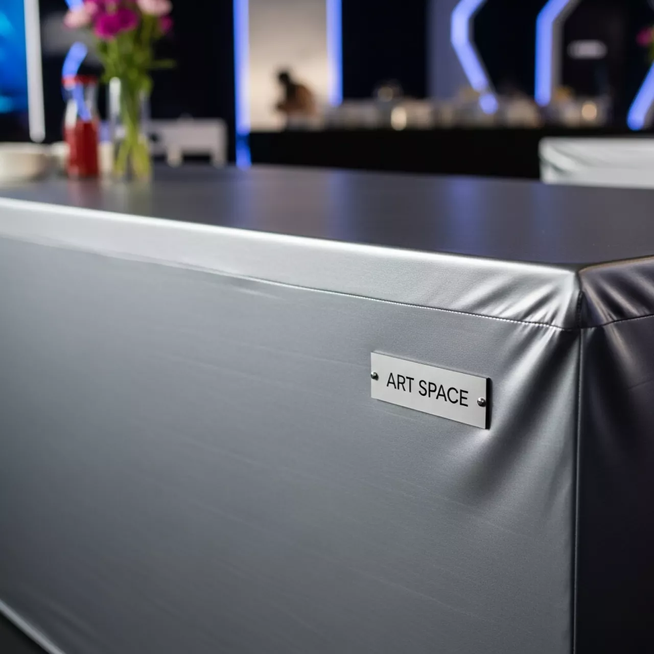 Аренда Чехол стрейч на фуршетный стол 180х75 см серебристый в Маринс Парк Отеле — ART SPACE