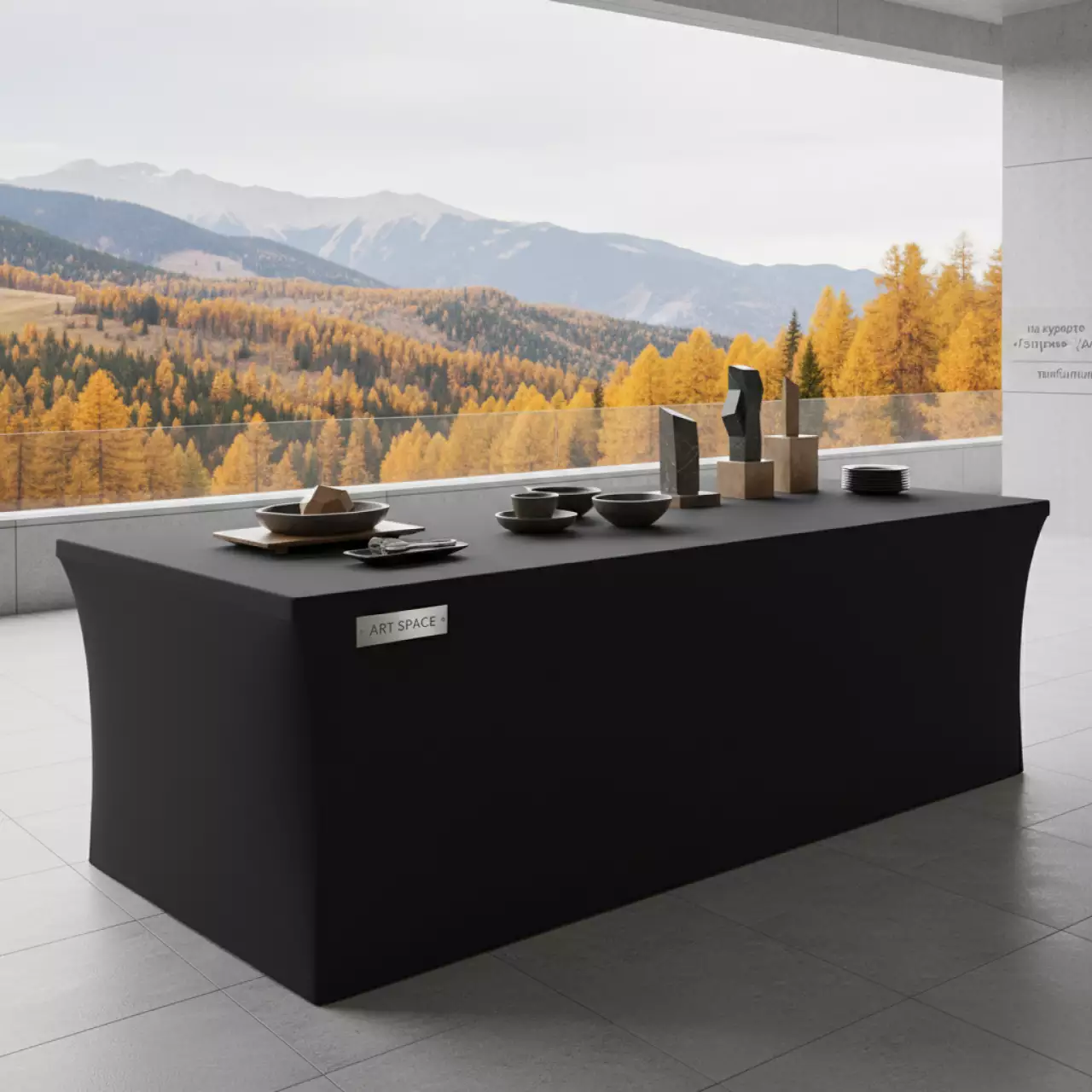 Аренда Чехол стрейч на фуршетный стол 183х75 см черный на курорте «Газпром» (Альпика) — ART SPACE