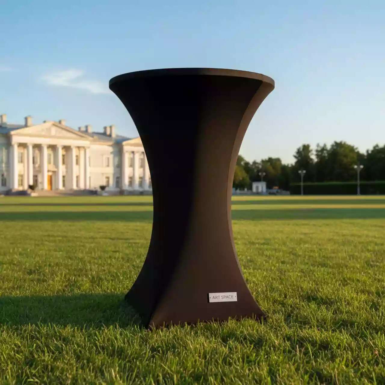 Аренда Чехол стрейч на коктейльный стол чёрный в усадьбе Голицына — ART SPACE