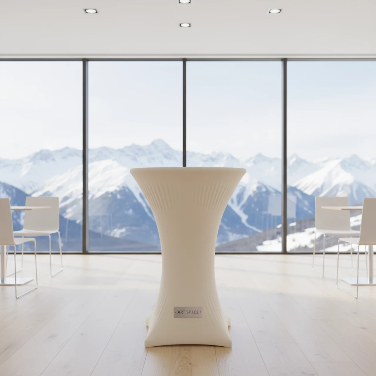 Аренда Чехол стрейч на коктейльный стол ваниль 110х70 на площадке Rosa Peak (2320м) — ART SPACE