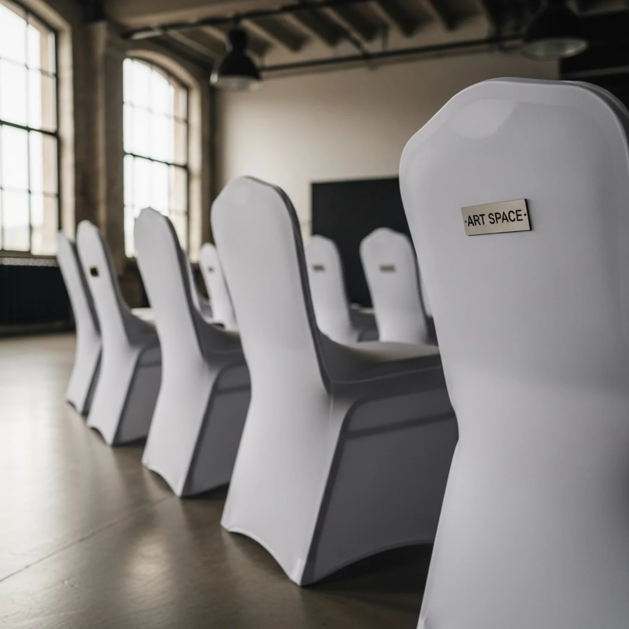 Аренда Чехол стрейч на Стул банкетный белый на арене «Фишт» — ART SPACE