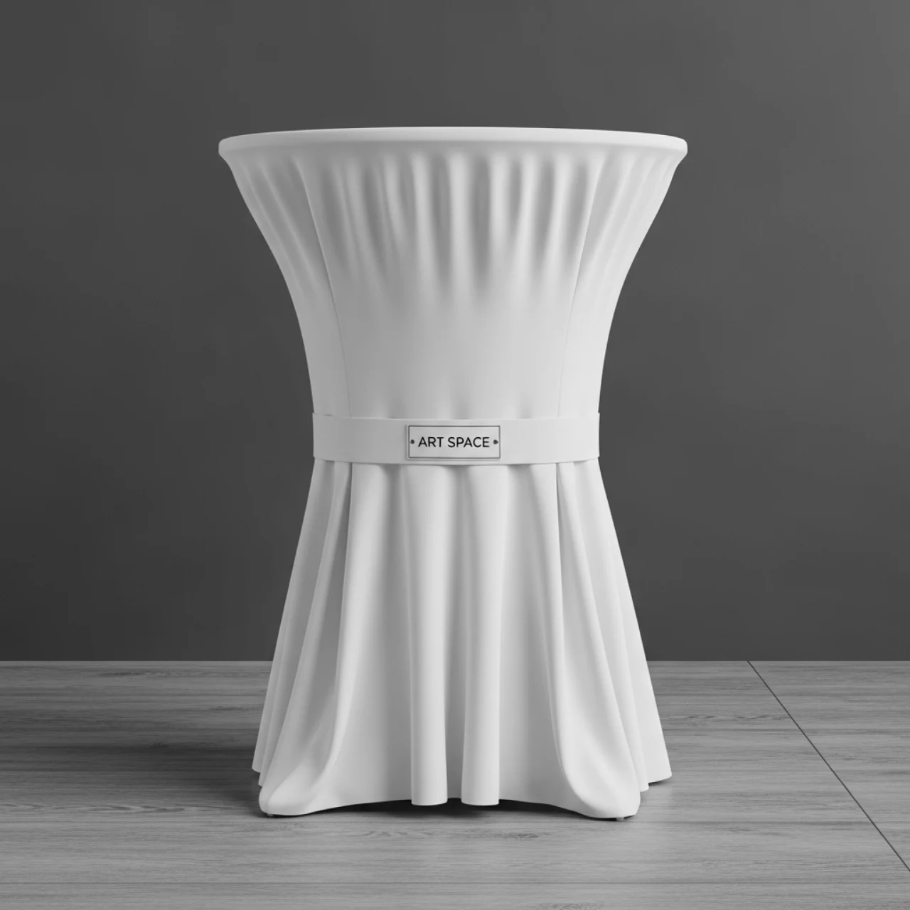 Аренда Чехол стрейч с юбкой для коктейльного стола 70 см белый в Boutique Hotel PORTUM 1905 — ART SPACE