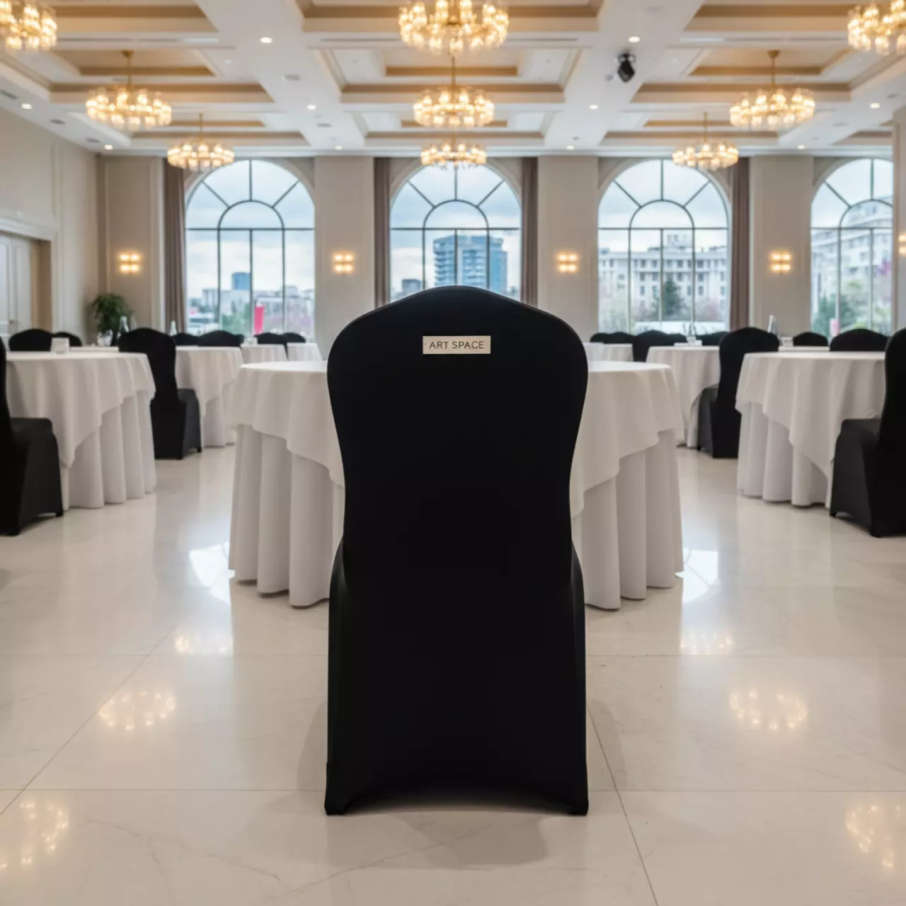 Аренда Чехол стрейч текстиль для стула черный в Grand Karat Sochi — ART SPACE