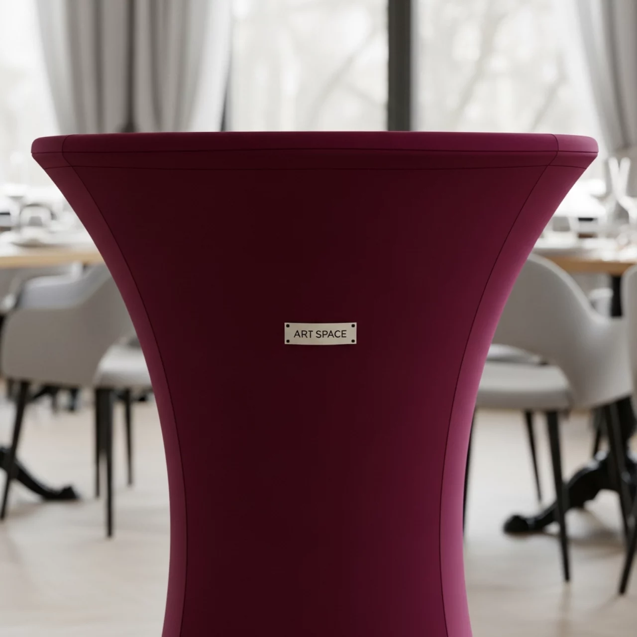 Аренда Чехол стрейч текстиль на коктейльный стол 110х70 бордовый в ресторане «Sanremo» — ART SPACE