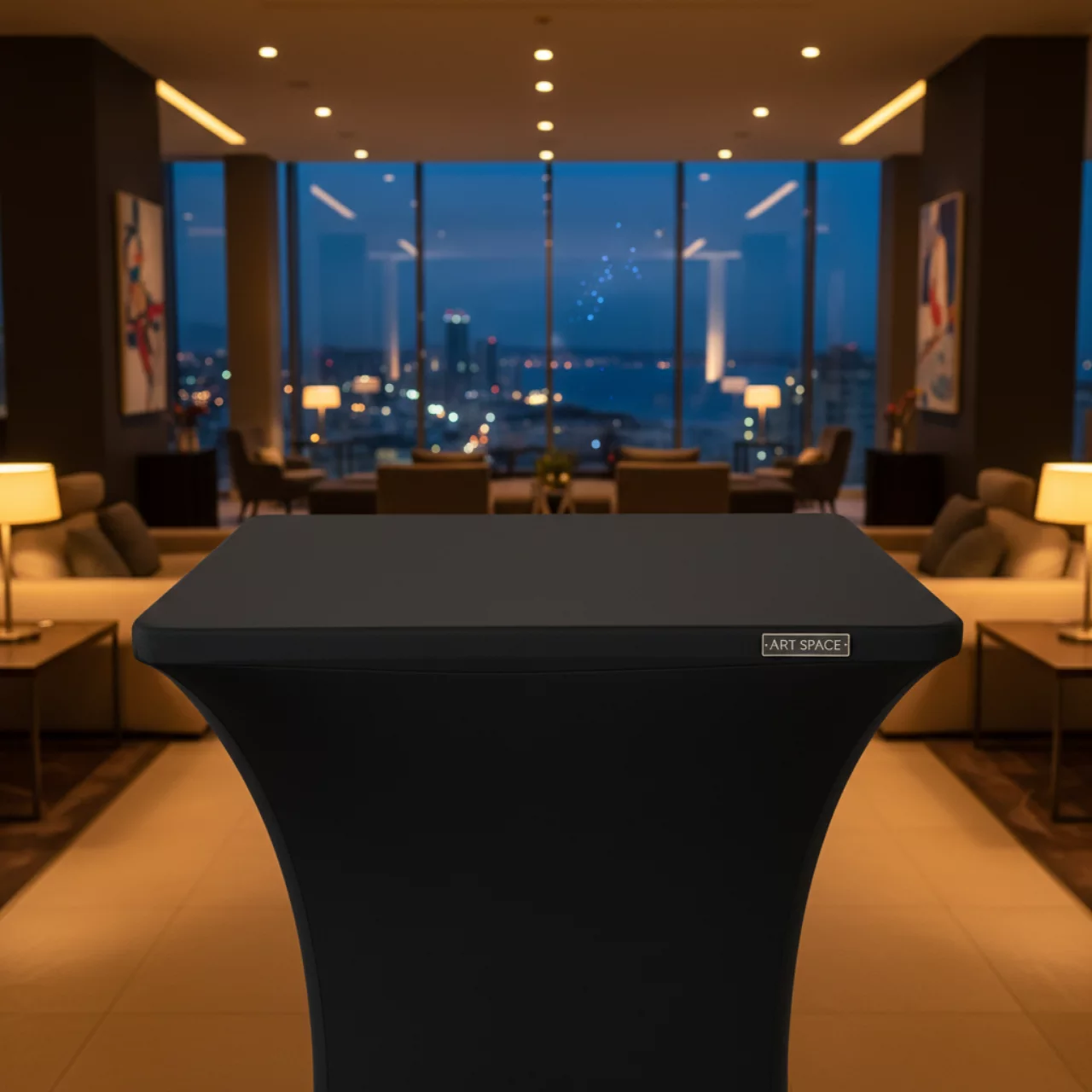 Аренда Чехол стрейч текстиль на коктейльный стол 110х70 черный в Imeretinskiy Hotel — ART SPACE