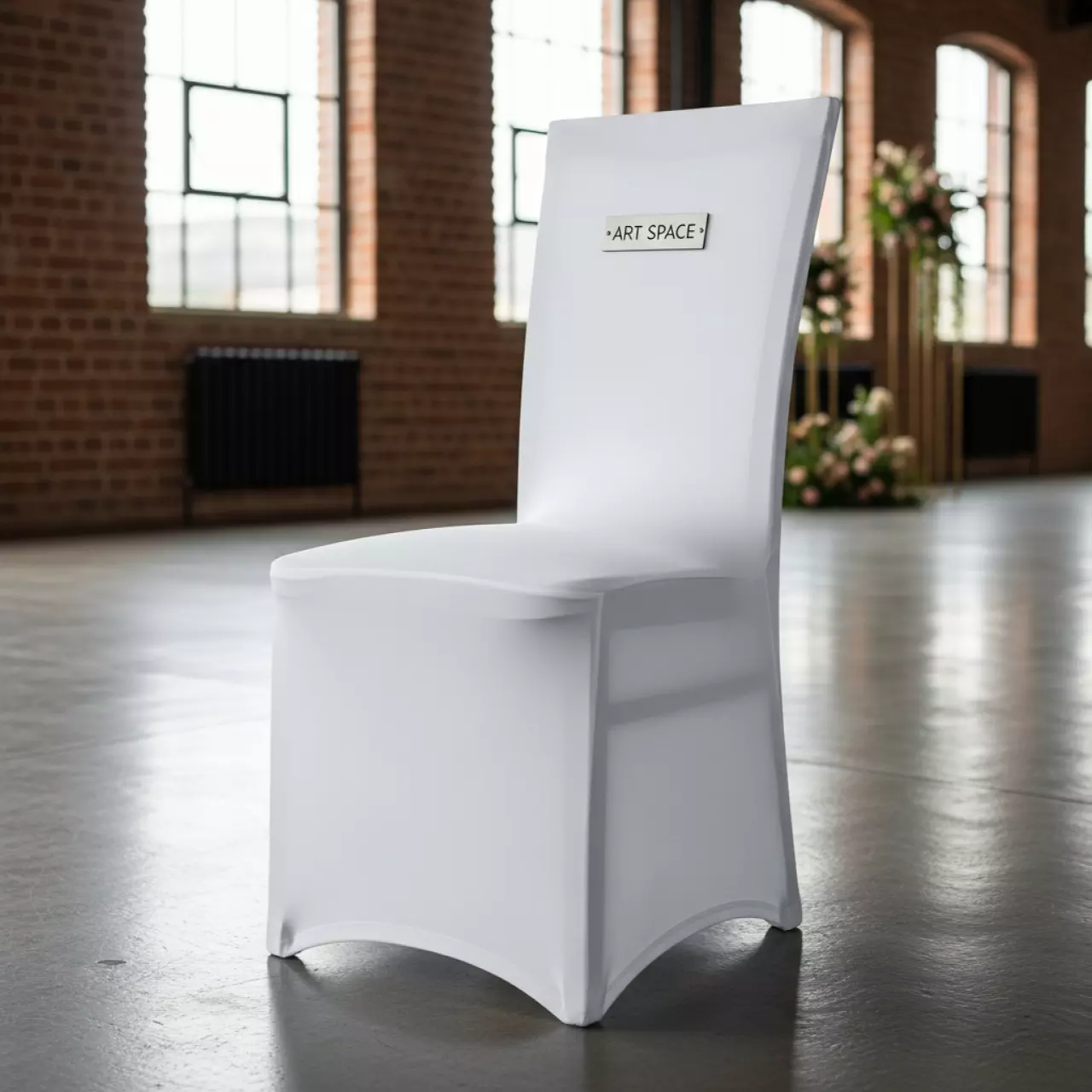 Аренда Чехол стрейч текстиль на Стул банкетный белый в лофте «Студия 21» — ART SPACE