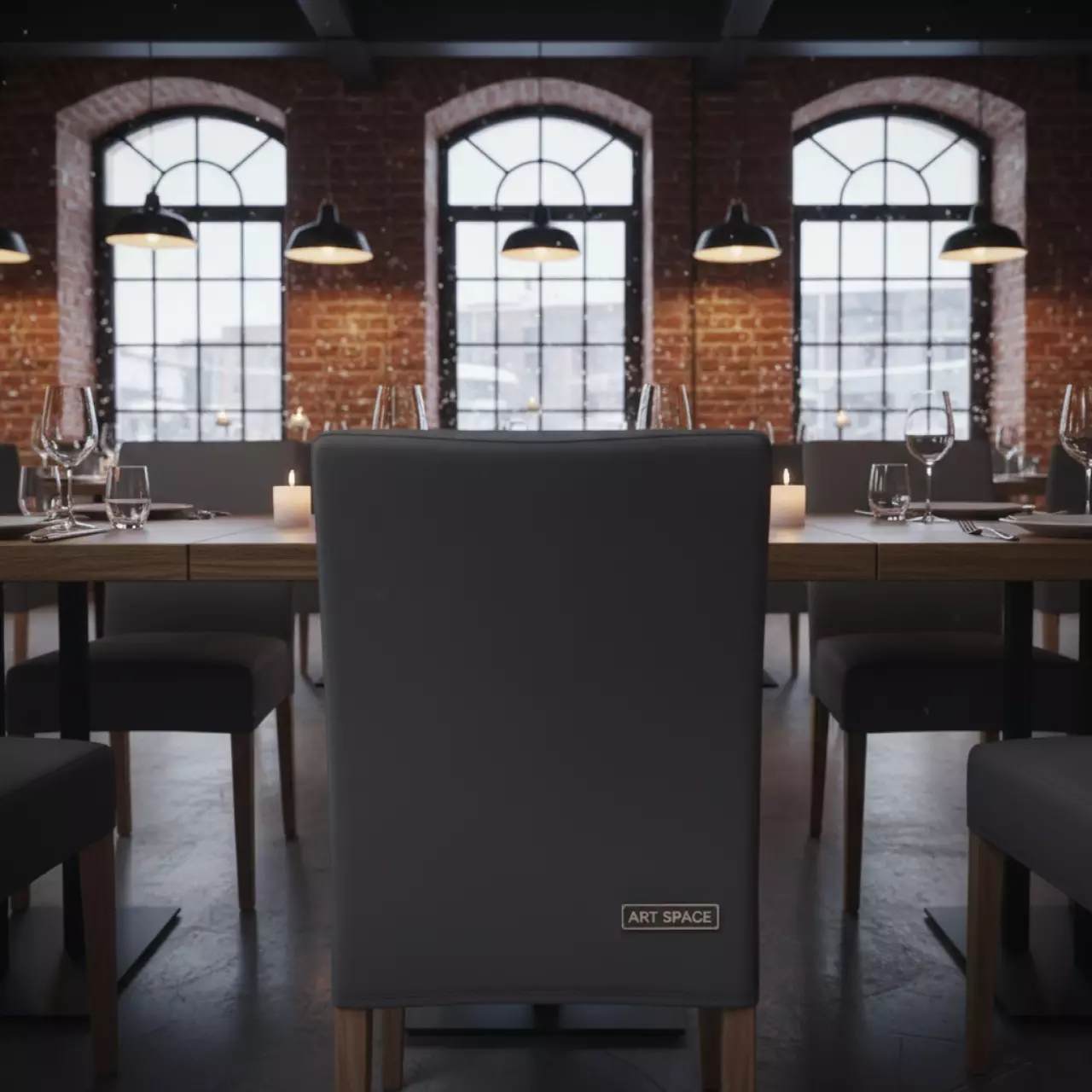 Аренда Чехол стрейч текстиль на стул темно серый в ресторане «Паруса» — ART SPACE