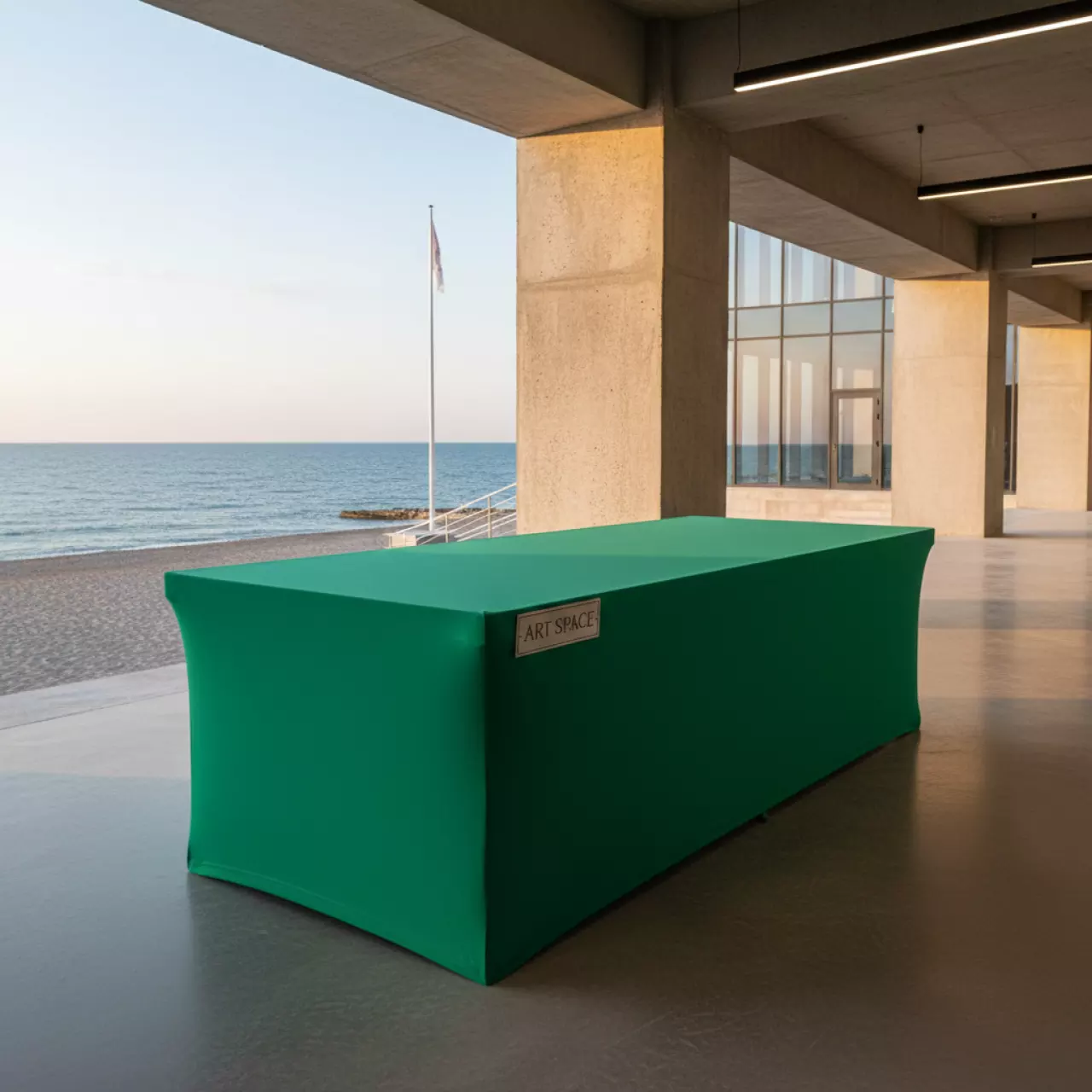 Аренда Чехол стрейчевый зеленый для прямоугольного стола 180х75 см R4E 00249 в пляжном комплексе VinoGrad — ART SPACE