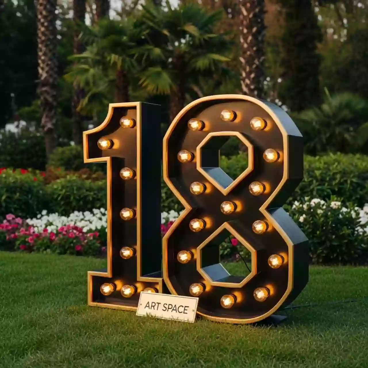 Аренда Цифры 18 с лампочками в парке «Ривьера» — ART SPACE