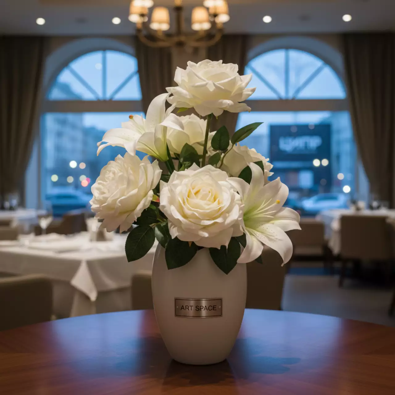 Аренда Цветы искусственные белые в ресторане «La Terrazza» — ART SPACE