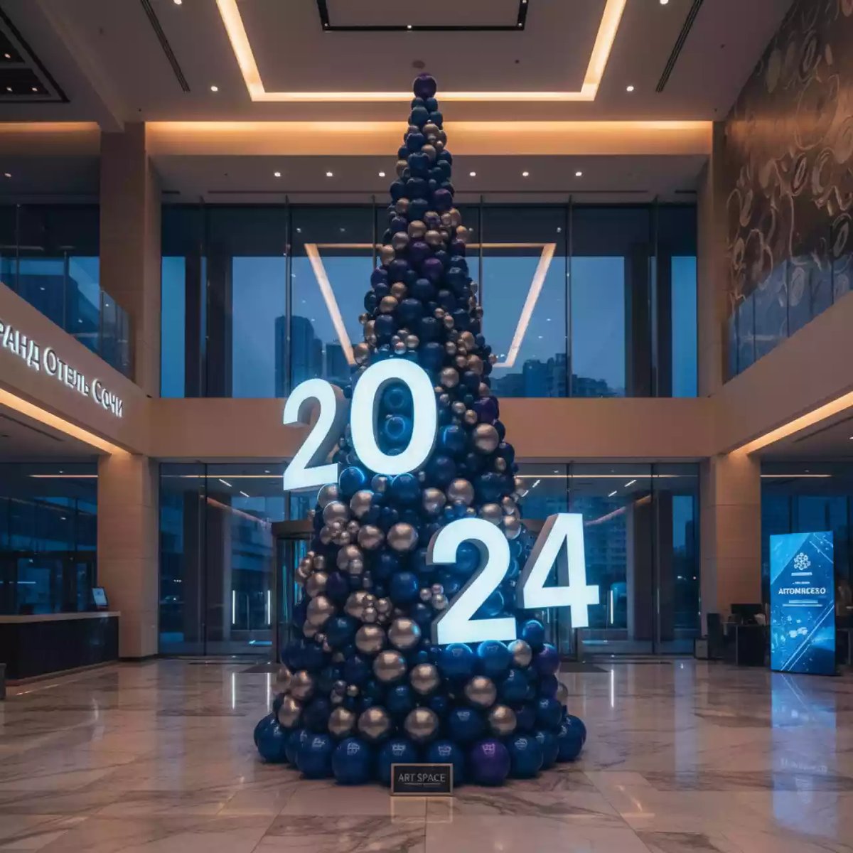 Аренда Декор фотозона елка из шаров с цифрами в Гранд Отель Сочи — ART SPACE