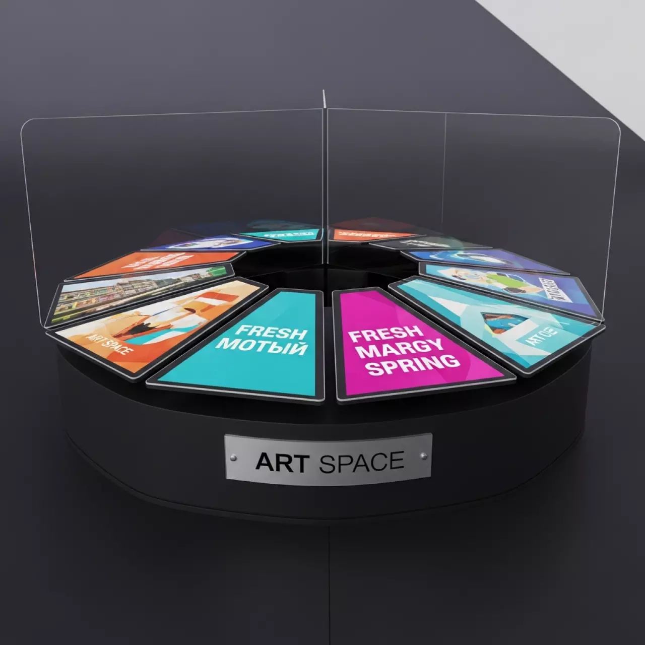 Аренда Демосистема настольная Office Force 10 панелей круглая подставка на Имеретинской набережной — ART SPACE