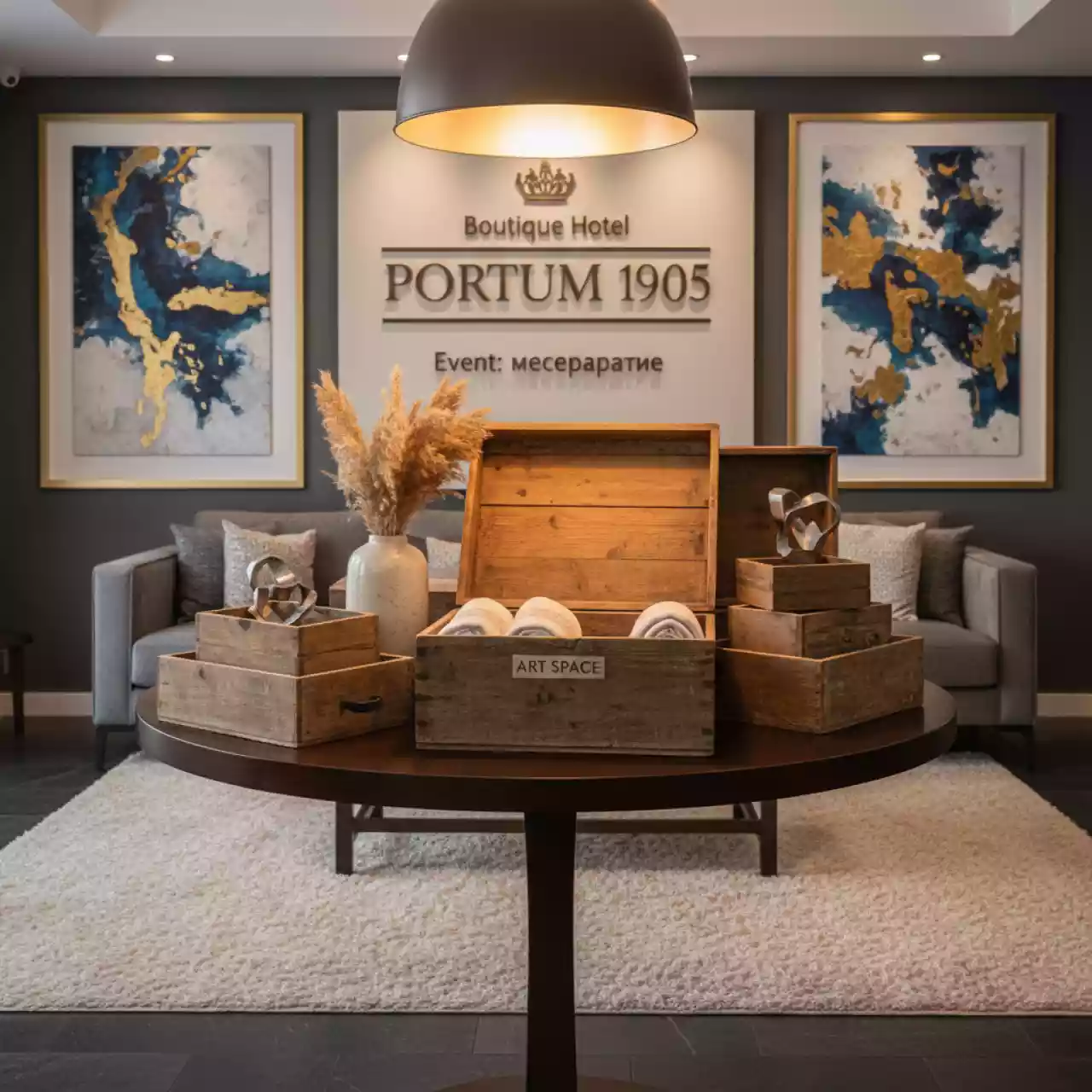 Аренда Деревянные Ящики для Декора и Фотосессий в Boutique Hotel PORTUM 1905 — ART SPACE