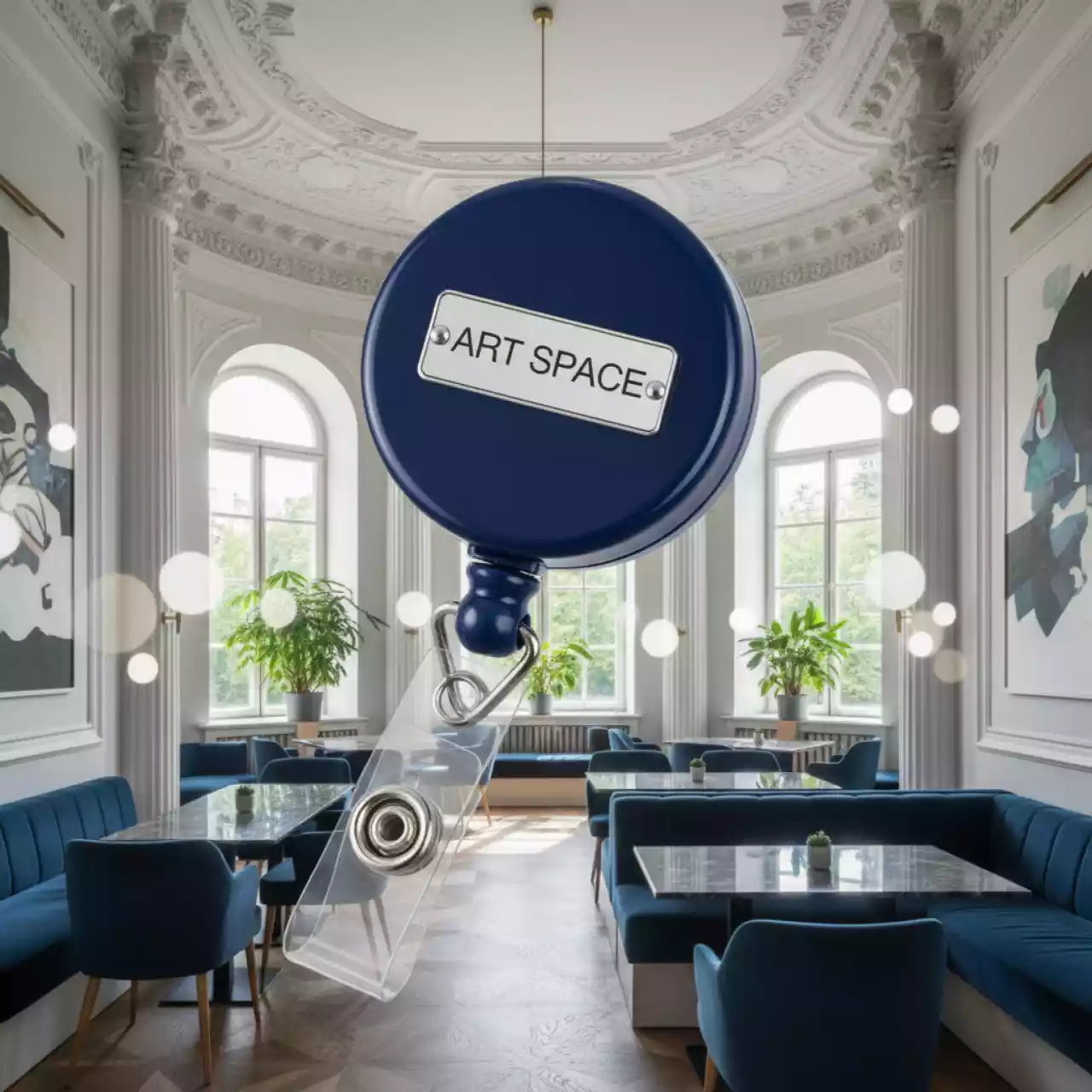 Аренда Держатель для бейджа пропуска с рулеткой Attache синий в ресторане «D.O.M» — ART SPACE