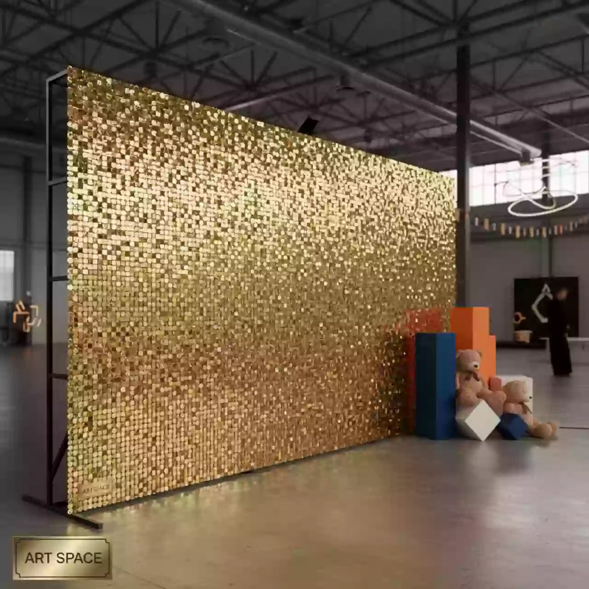 Аренда Детская фотозона из золотых пайеток в Сириус Арене — ART SPACE