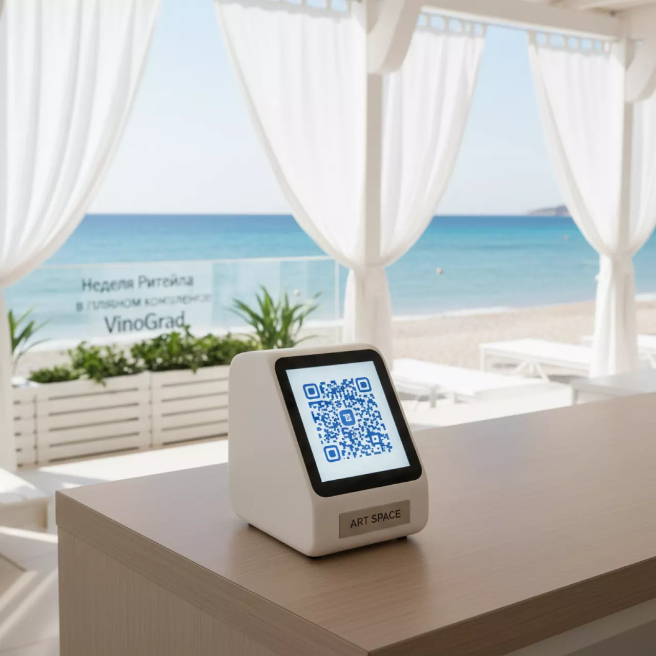 Аренда Дисплей QR кодов Mertech Green в пляжном комплексе VinoGrad — ART SPACE