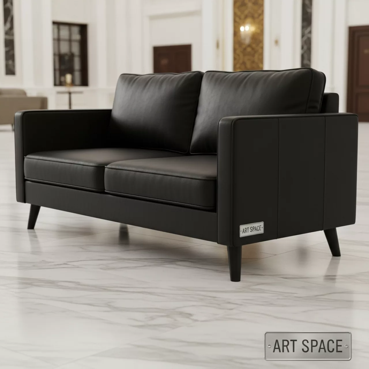 Аренда Диван 2 местный из черного кожзама в Гранд Отель Сочи — ART SPACE