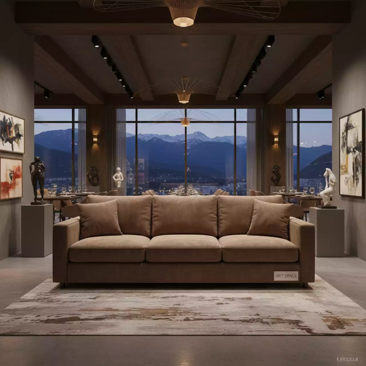 Аренда Диван 3 местный молочный шоколад CHELSEA в ресторане «Высота 5642» — ART SPACE