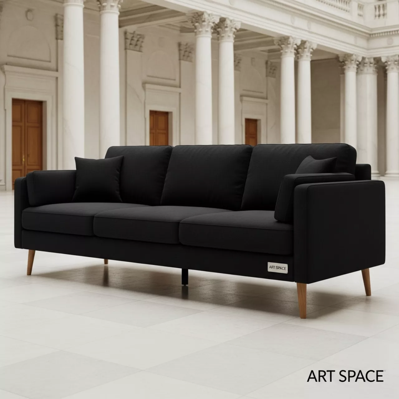 Аренда Диван Алекто черный трехместный в Зимнем театре — ART SPACE