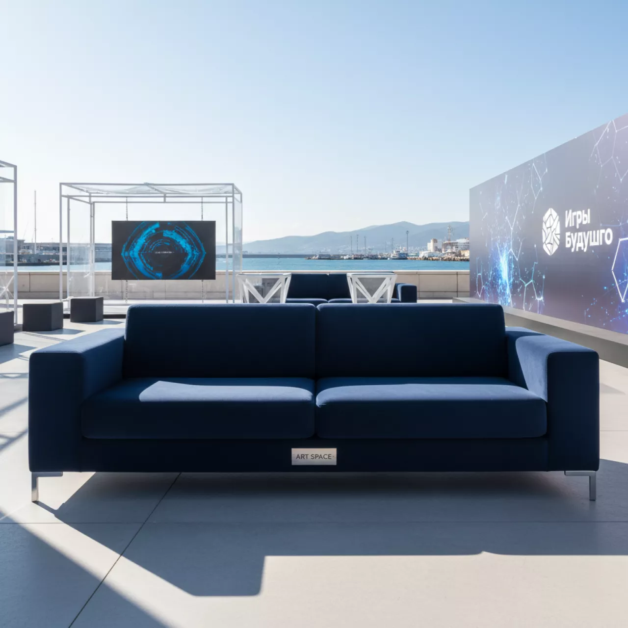 Аренда Диван Andrian blue на территории Морпорта Сочи — ART SPACE