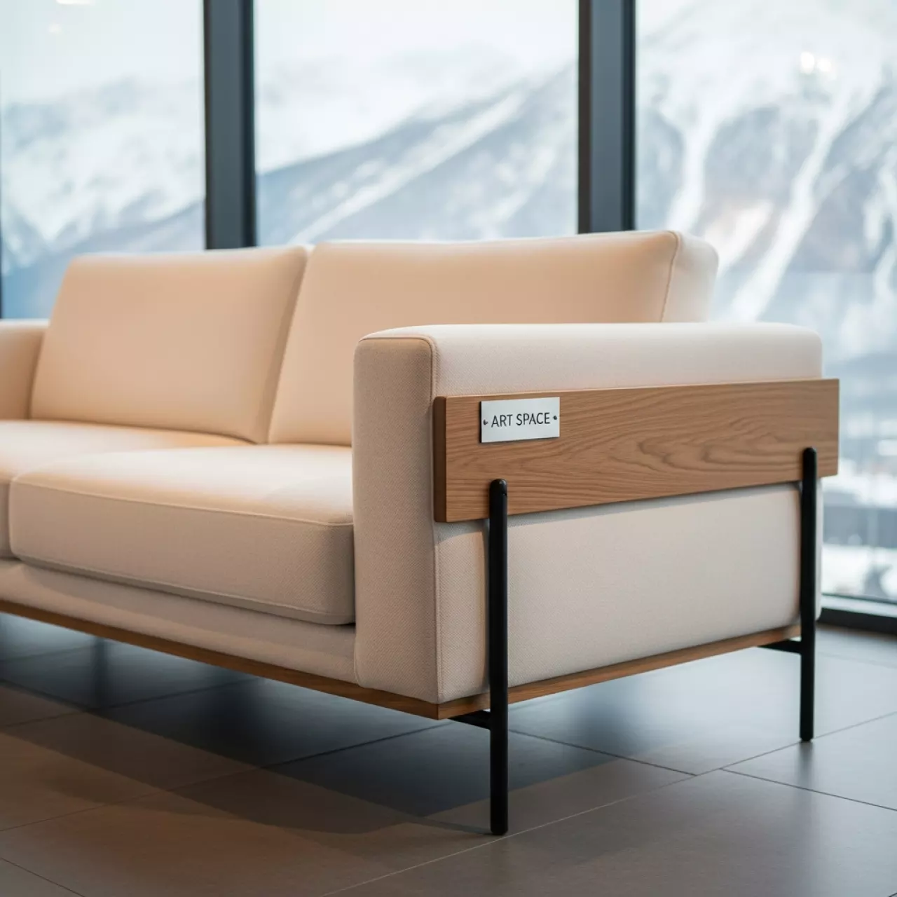 Аренда Диван белый дерево металл Craft на курорте «Газпром» (Альпика) — ART SPACE