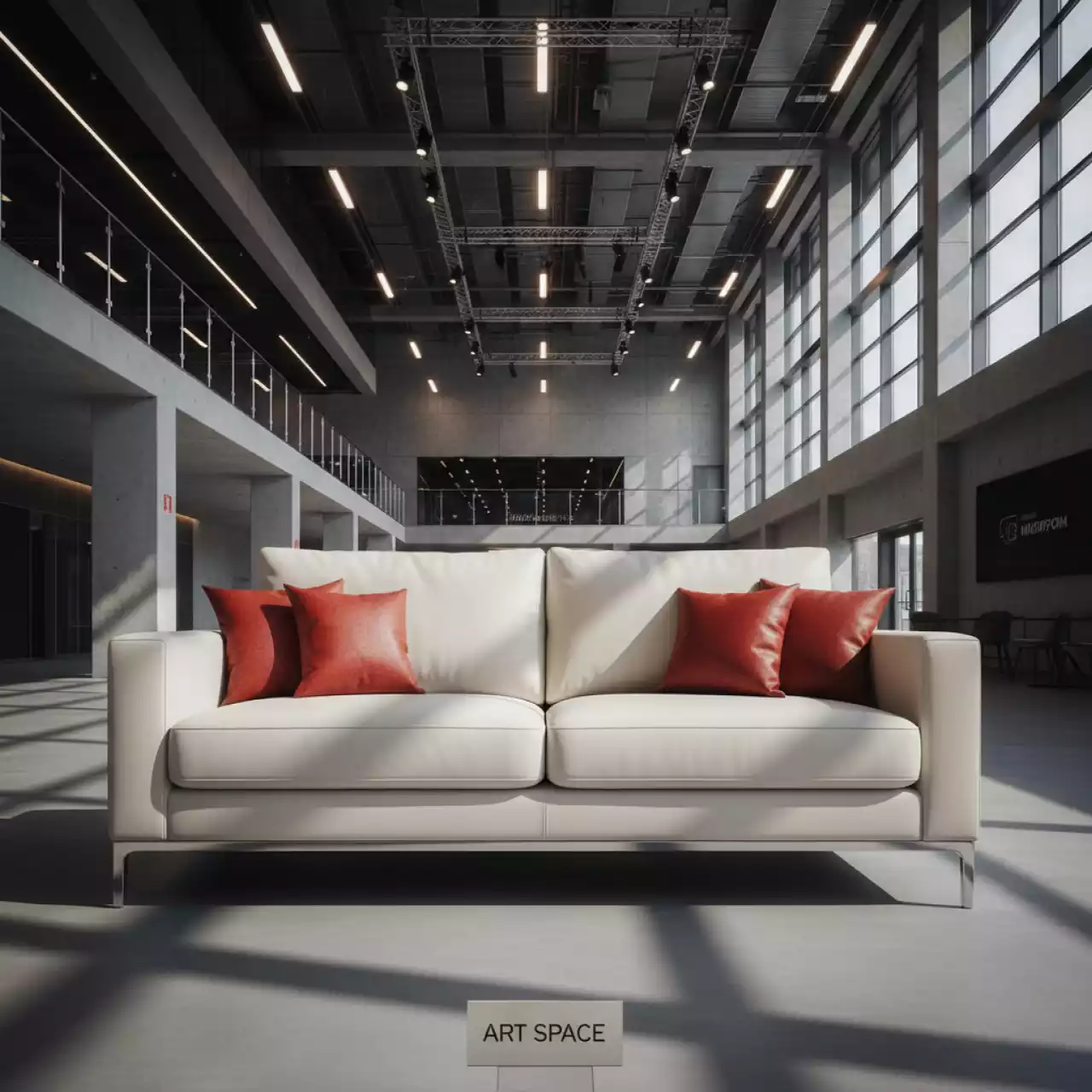 Аренда Диван белый с красными подушками на Сочи Автодроме — ART SPACE