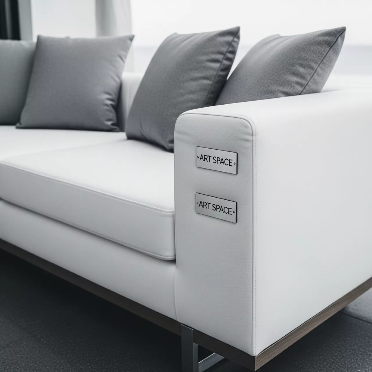 Аренда Диван белый с серыми подушками в пляжном комплексе VinoGrad — ART SPACE