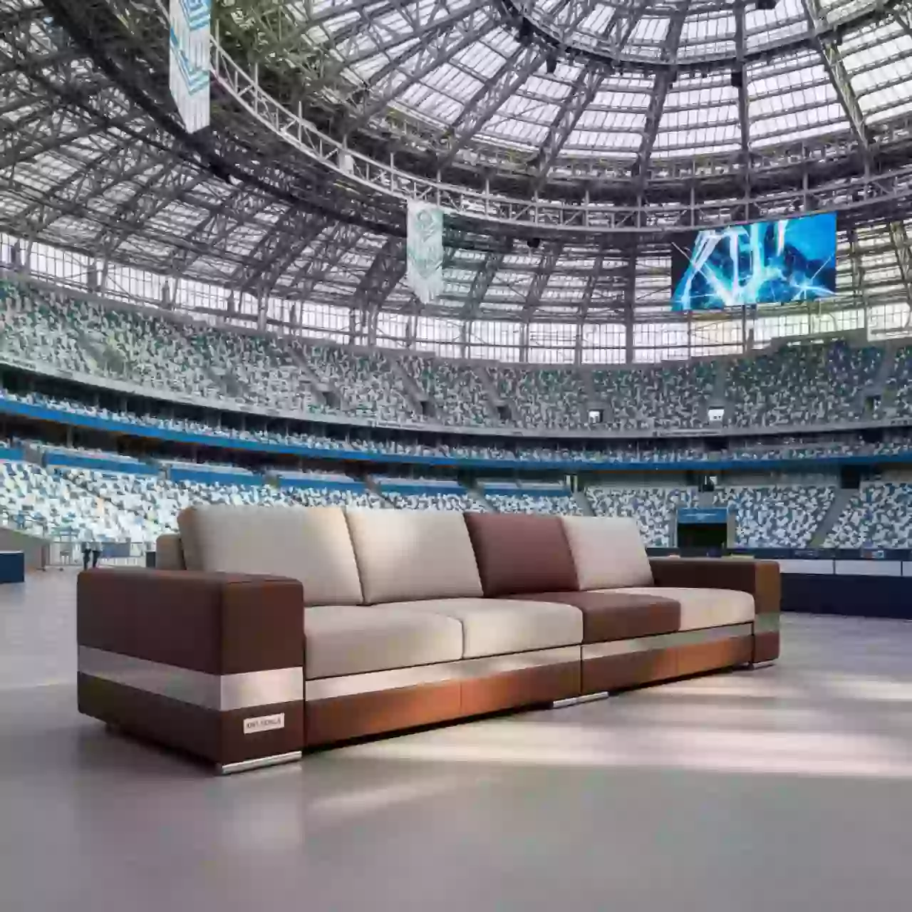 Аренда Диван бежевый коричневый алюминий правый Stockholm на арене «Фишт» — ART SPACE