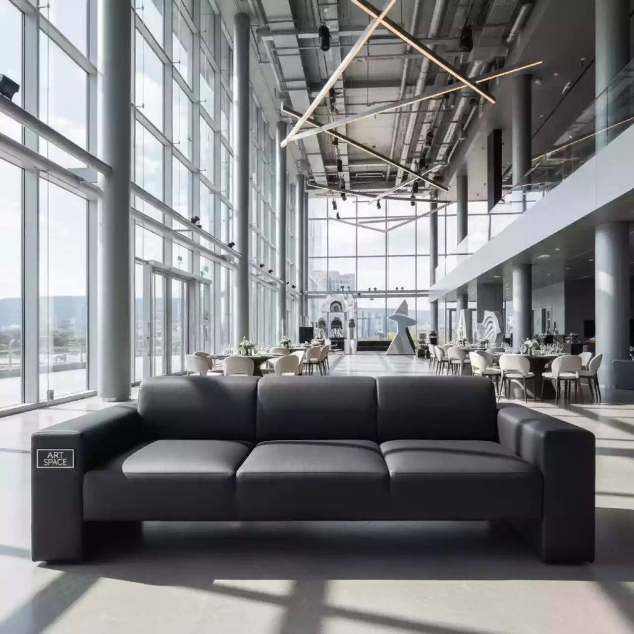 Аренда Диван Бизнес трехместный черный в МФК «Горный» — ART SPACE