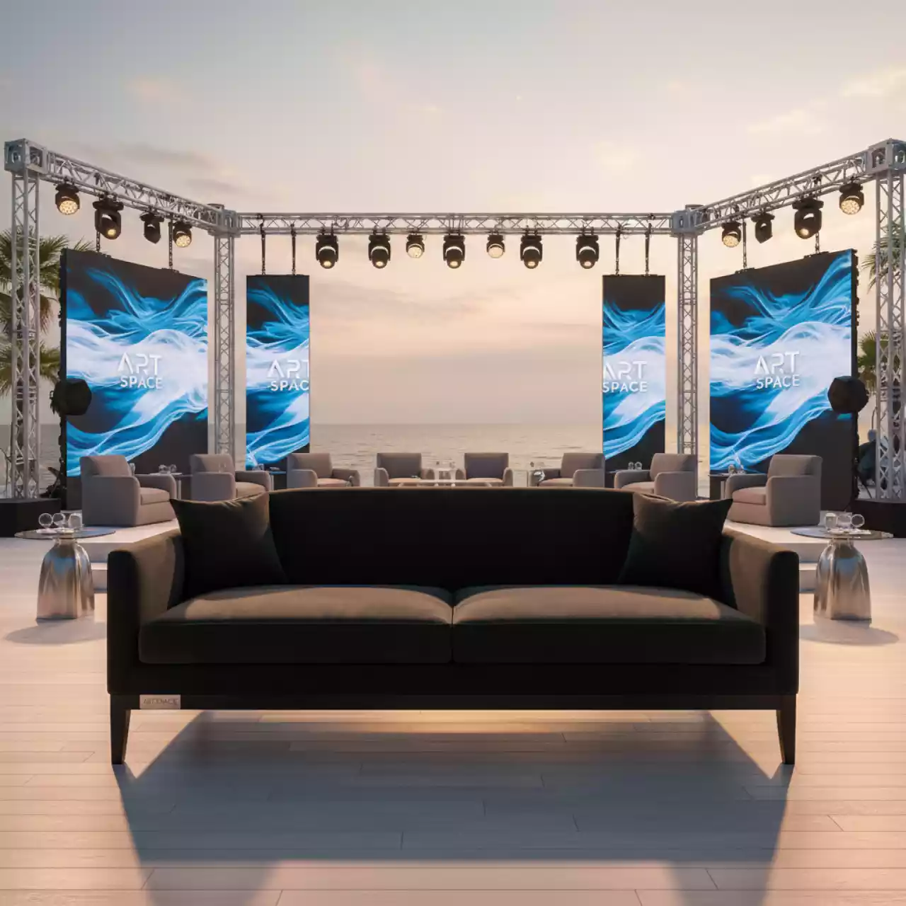 Аренда Диван Black велюр Connect 99 ножки бук морилка черная на пляжных клубах Хосты — ART SPACE