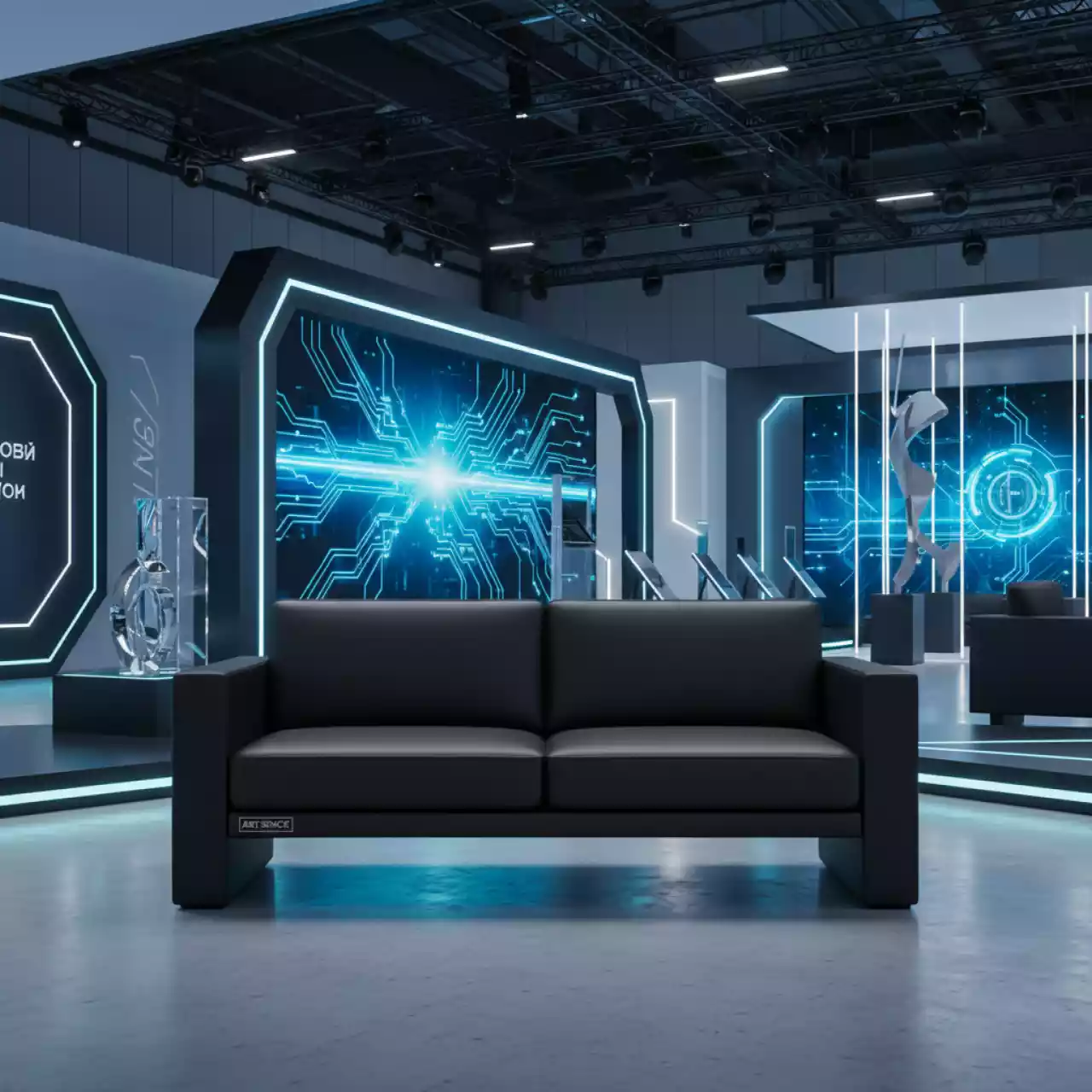 Аренда Диван черный из экокожи 120 см в Stella di Mosca — ART SPACE