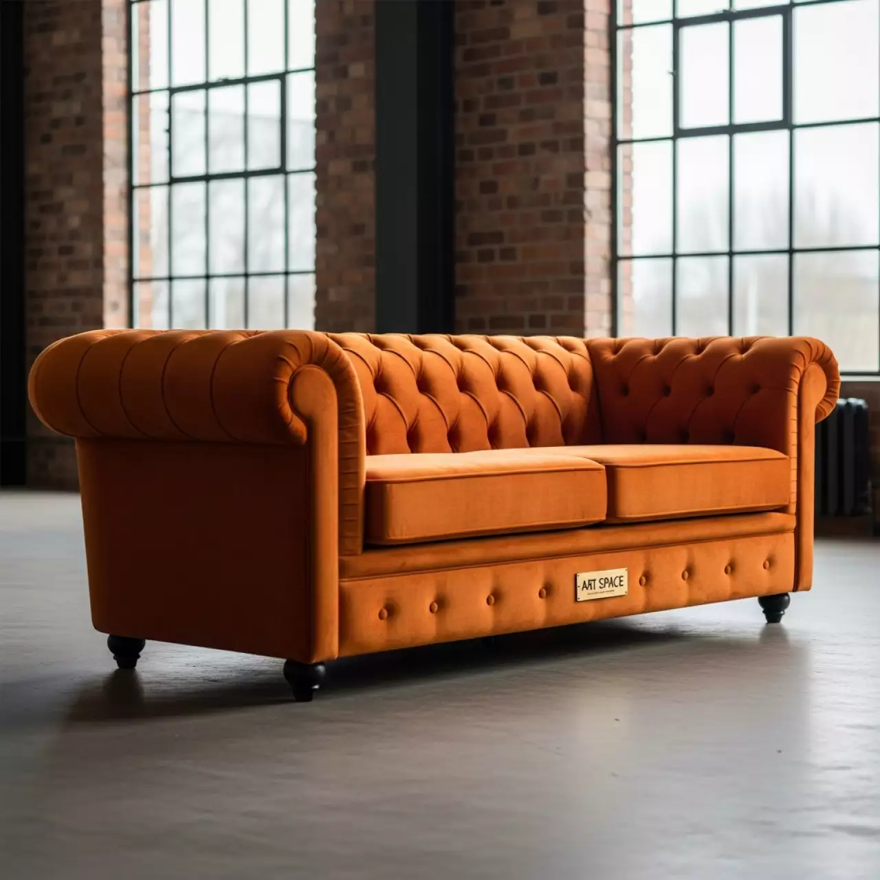 Аренда Диван Честер оранжевый велюр 2000 мм на курорте «Газпром» (Альпика) — ART SPACE