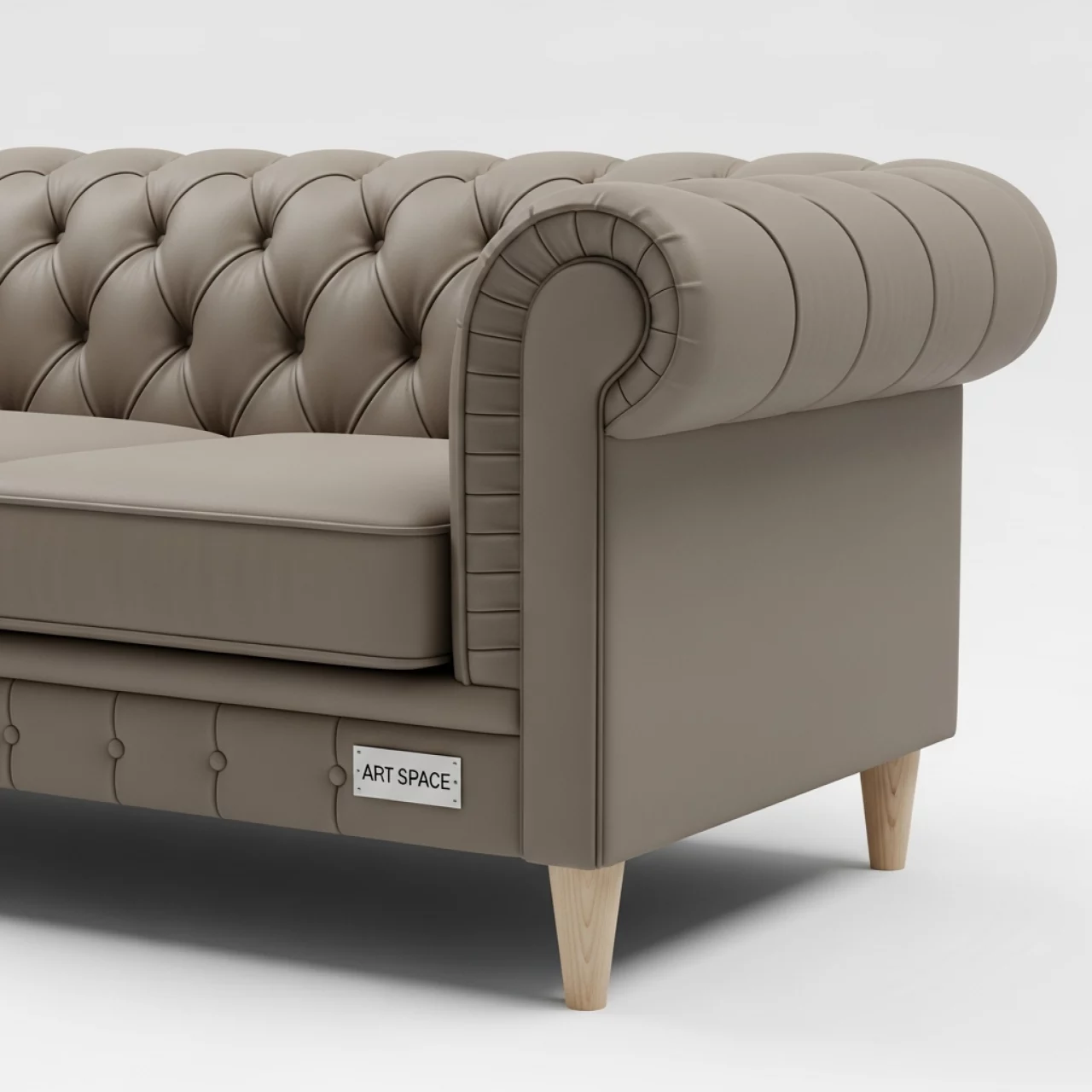 Аренда Диван Честерфилд экокожа Domus taupe ножки бук в ОКЦ «Галактика» — ART SPACE