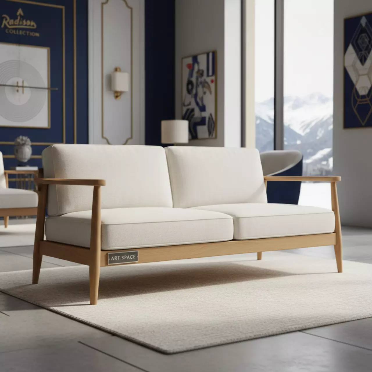 Аренда Диван деревянный белый florence knoll в Radisson Collection Paradise — ART SPACE