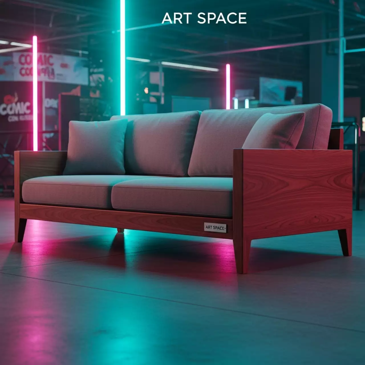 Аренда Диван деревянный двухместный Freeport с подушками в отеле Hyatt Regency Sochi — ART SPACE