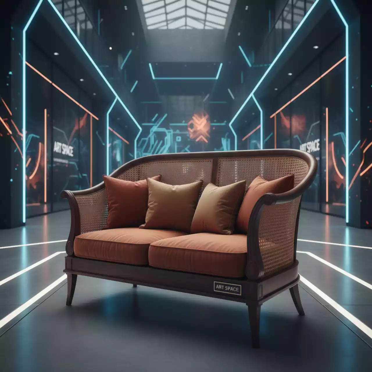 Аренда Диван деревянный плетеный двухместный Talara в Университете «Сириус» — ART SPACE