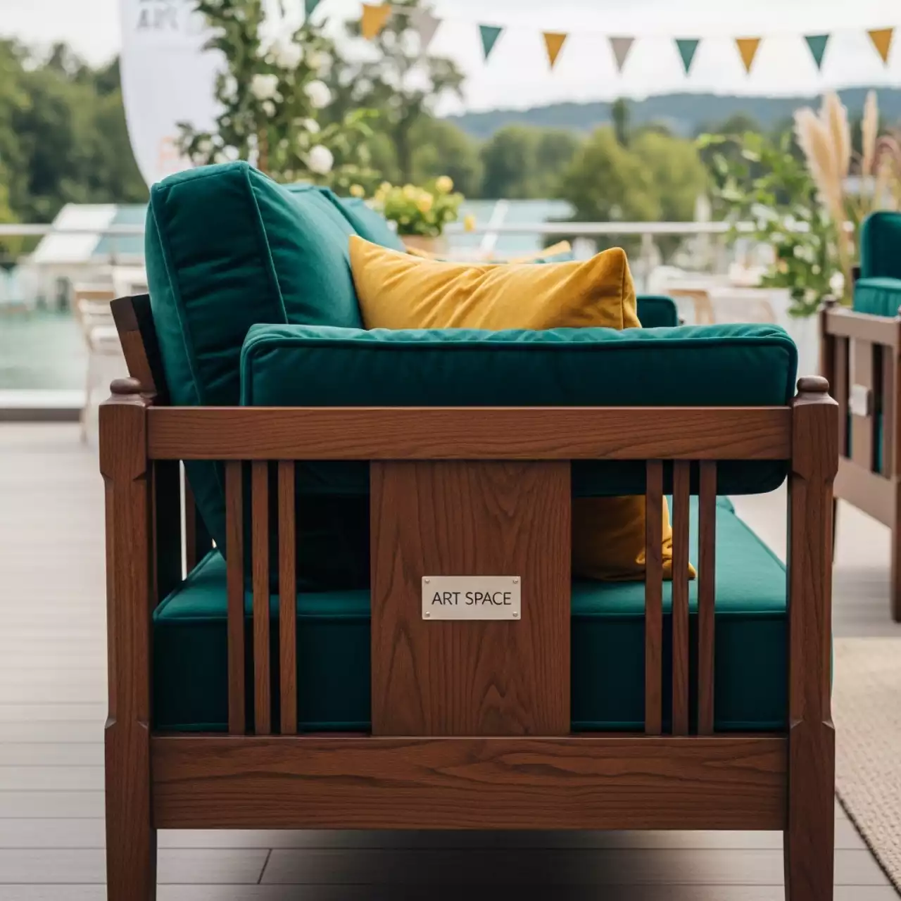 Аренда Диван деревянный с подушками Tilla в Sport Inn Hotel & Wellness — ART SPACE